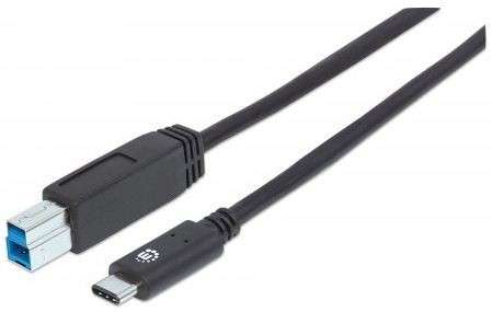 Manhattan  353380  USB 3.1 Gen2 Cable -Type-C Male / Type-B Male, 1 m (3 ft.), 3A, Black  -