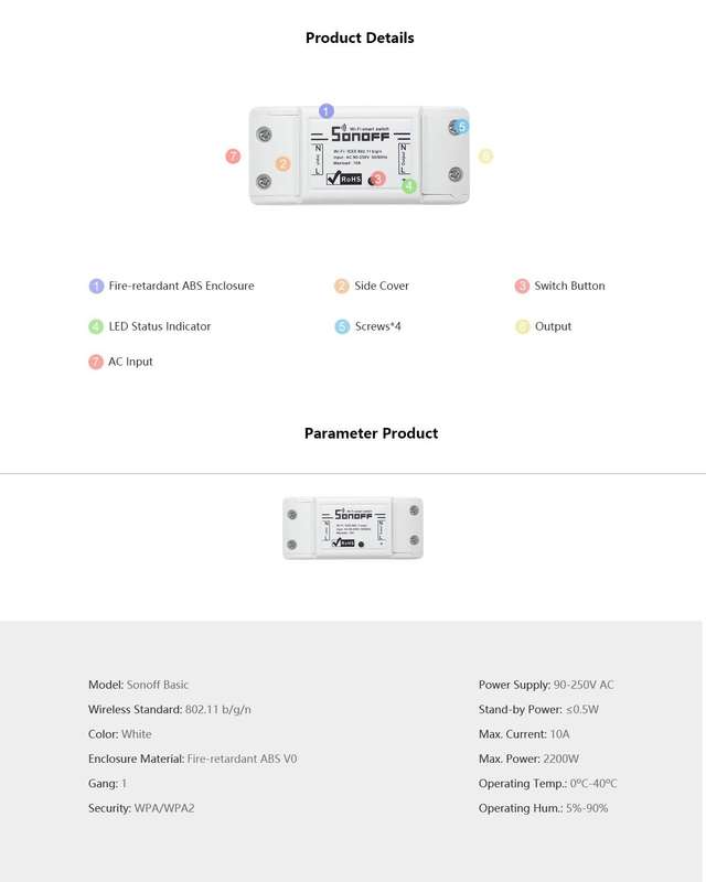 Sonoff Basic WiFi Smart Switch (compatible with Google Home/Alexa)