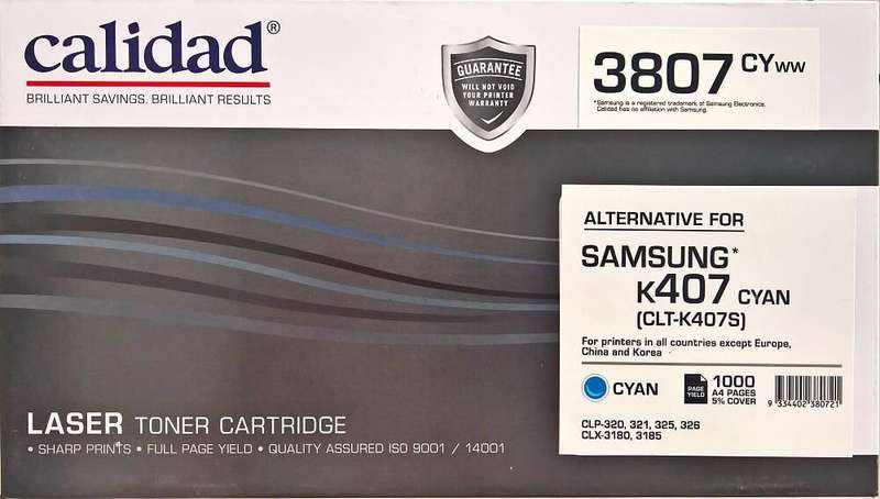 Calidad SAMSUNG Compatible Toner C407 - Cyan