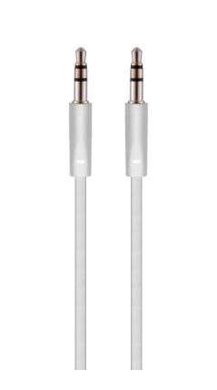 Pro Bass Chain Series Blister Flat Auxiliary Cable- White
