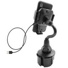 Macally Car Cup Holder Smartphone Mount with Wireless Qi Charger