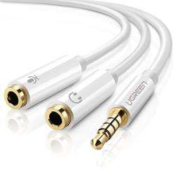 Ugreen 3.5mm Audio to Mic/Aud Splitter Adapter - White