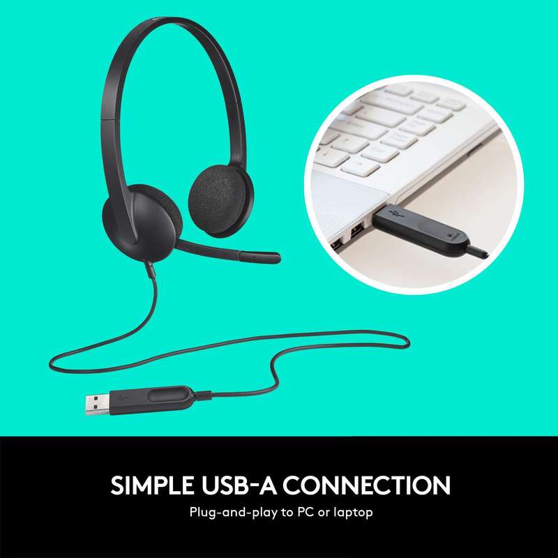 Logitech H340 USB Computer Headset - Black