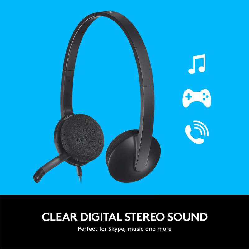 Logitech H340 USB Computer Headset - Black