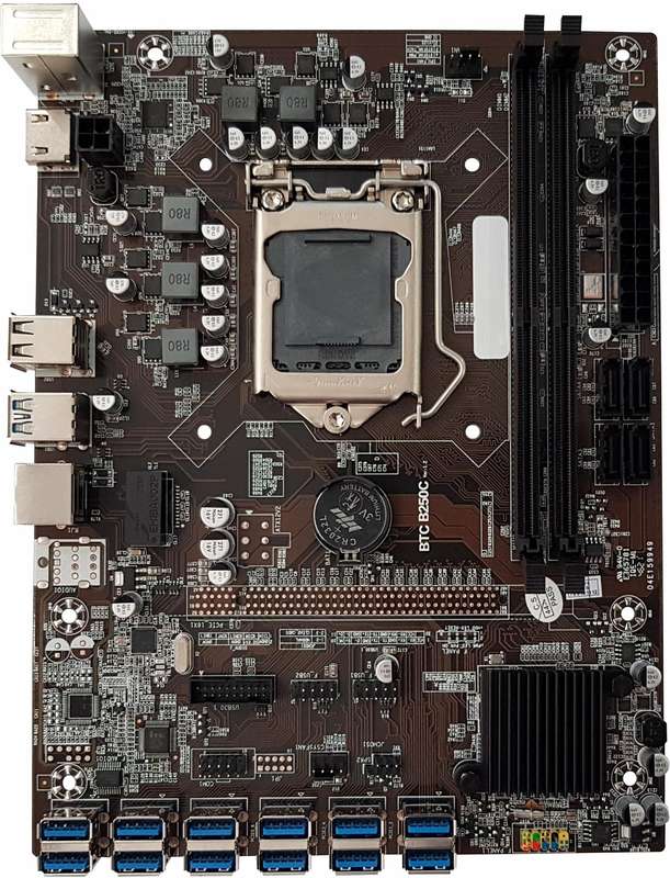 BTC-B250C 12 x USB PCIE Mining Motherboard + Intel Celeron G3900 CPU Combo