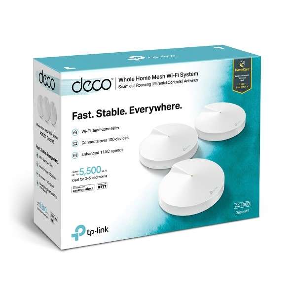 TP-LINK DECO M5 AC1300 Wireless AC Whole Home Mesh WIFI Kit System (3 pack) - REFURBISHED