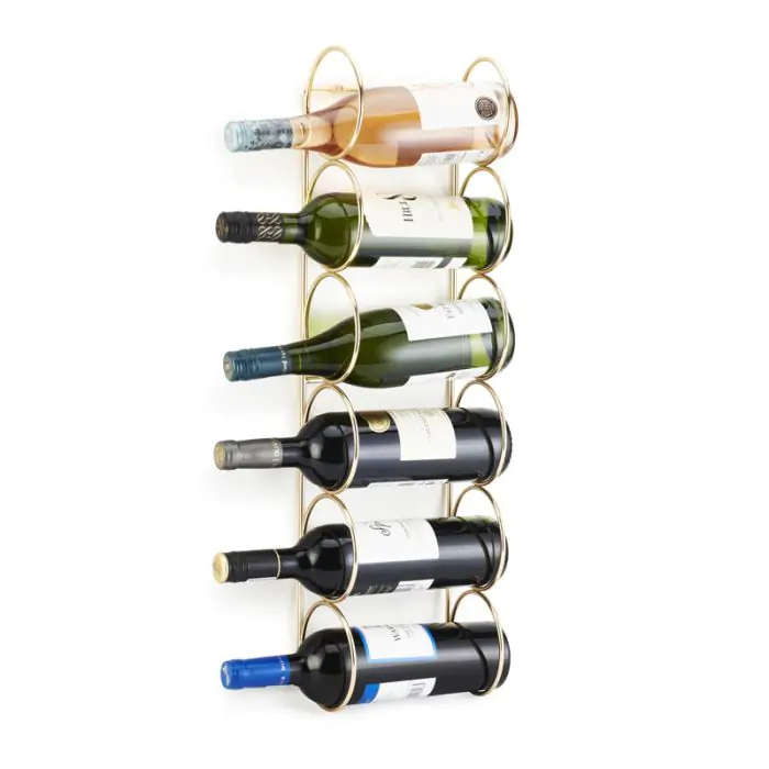 6 Bottle Ring Holder, Brushed Gold