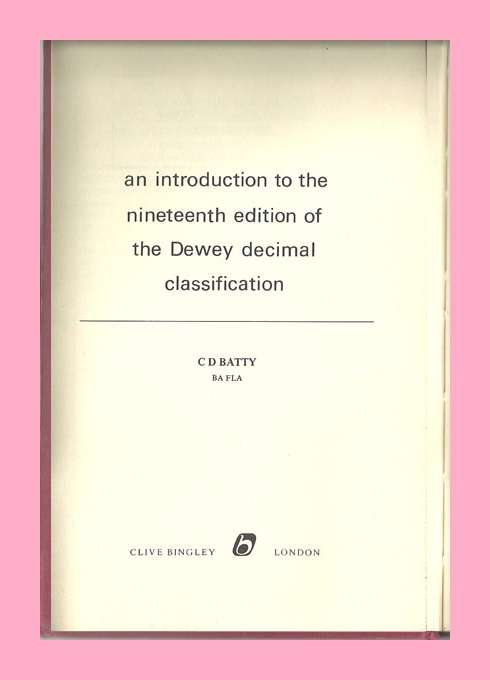 HARD COVER - AN INTRODUCTION TO THE NINETEENTH EDITION OF THE DEWEY DECIMAL CLASSIFICATION