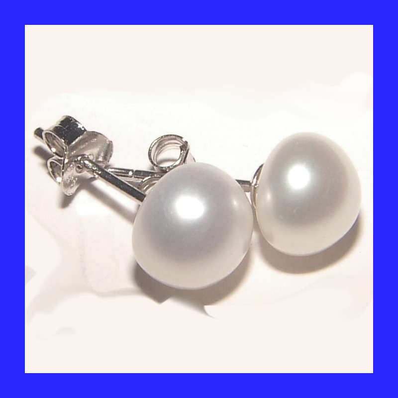 Creamy White Pearl Stud Earrings In Solid Sterling Silver