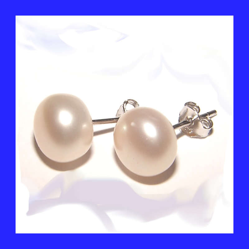 Cream Colour Pearl Stud Earrings In Solid Sterling Silver