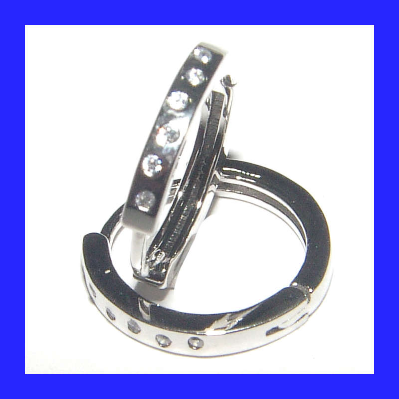Pretty Cubic Zirconia Hoop Earrings in Solid Sterling Silver