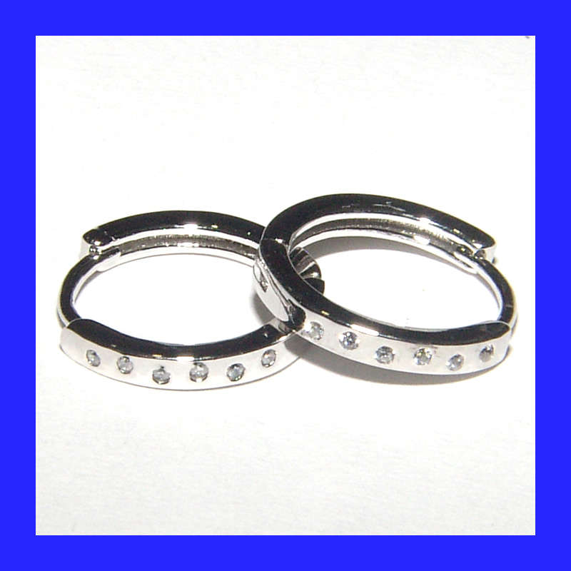 Pretty Cubic Zirconia Hoop Earrings in Solid Sterling Silver