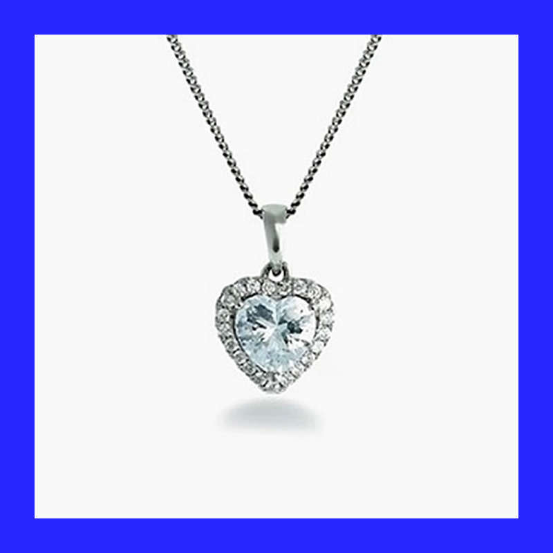 Cluster Halo Cubic Zirconia Heart Pendant In Solid Sterling Silver (No Chain)