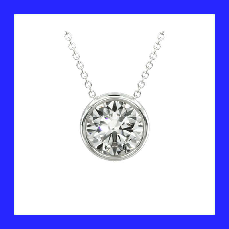 Sweet Cubic Zirconium Floeating Bezel Pendant In Solid Sterling Silver (No Chain)