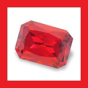 CUBIC ZIRCONIUM - ORANGE RED OCTAGON PRINCESS FACET - 2.71cts