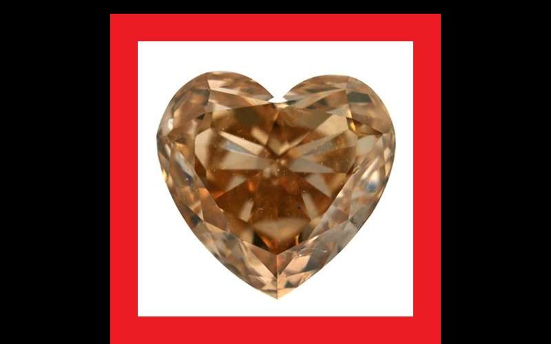 CUBIC ZIRCONIUM - CHAMPAGNE HEART SHAPE DIAMOND CUT - 4.97cts