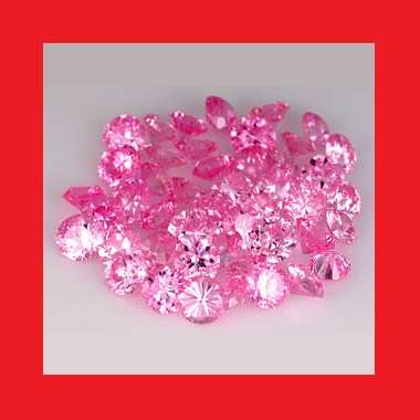 CUBIC ZIRCONIUM PARCEL OF 100 - PINK ROUND FACET - 18.18cts