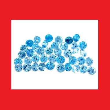 CUBIC ZIRCONIUM PARCEL OF 40 - SWISS BLUE ROUND FACET - 3.81cts