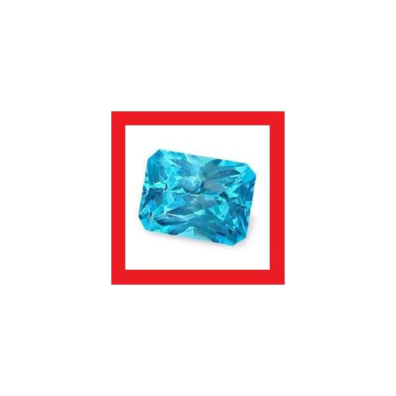 CUBIC ZIRCONIUM - Faceted Blue Rectangle Octagon Shape Princess Cut - 4.32cts