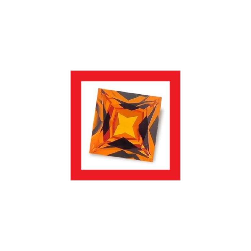 CUBIC ZIRCONIUM - RED ORANGE SQUARE FACET - 3.40cts