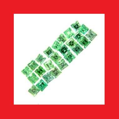 Cubic Zirconium Parcel Of 25 - Top Tsavorite Green Square Facet - 5.80cts