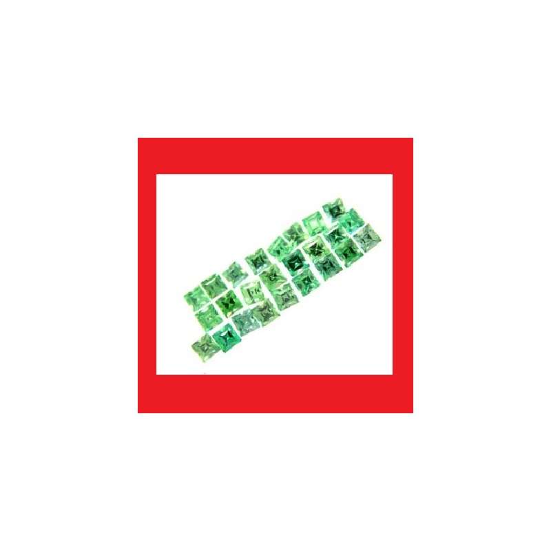 CUBIC ZIRCONIUM PARCEL OF 25 - TOP GREEN SQUARE FACET - 3.88cts