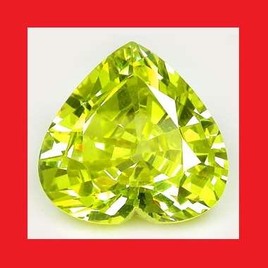 CUBIC ZIRCONIUM - PERIDOT GREEN HEART FACET - 44.27cts