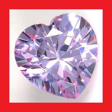 CUBIC ZIRCONIUM - FINE LAVENDER HEART FACET - 2.92cts
