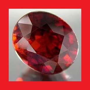 GARNET [Spessartite] - Faceted Dark Red Orange Oval Shape - 1.92cts
