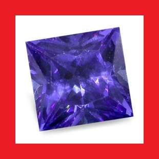 TANZANITE [Created] - PERIWINKLE VIOLET BLUE PRINCESS CUT - 4.09cts