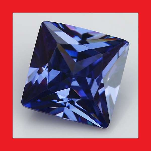 TANZANITE SIMULANT - RICH VIOLET BLUE PRINCESS CUT - 7.87cts