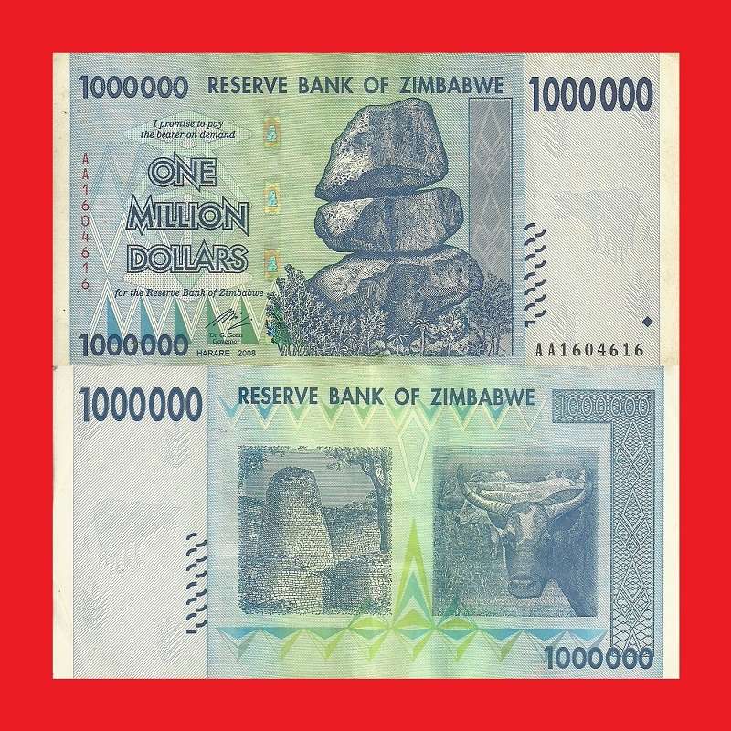 ZIMBABWE 1 Million Dollar Banknote Serial AA1604616