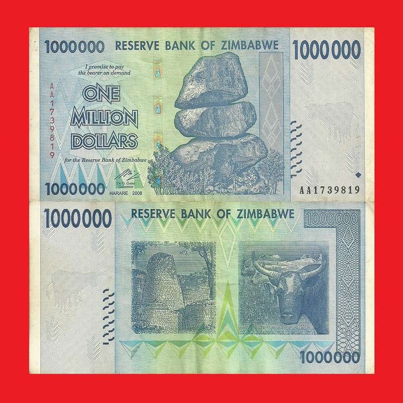 ZIMBABWE 1 Million Dollar Banknote Serial AA1739819