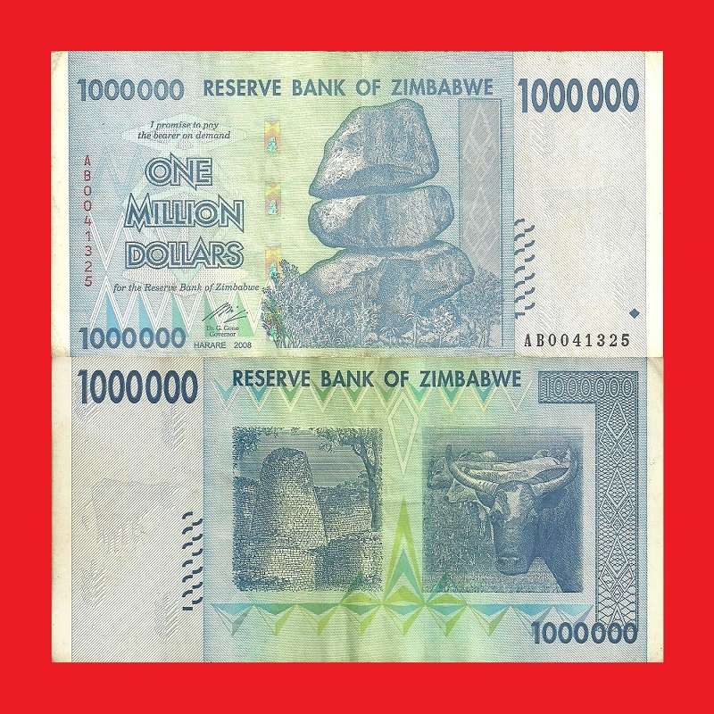 ZIMBABWE 1 Million Dollar Banknote Serial AB0041325 VF