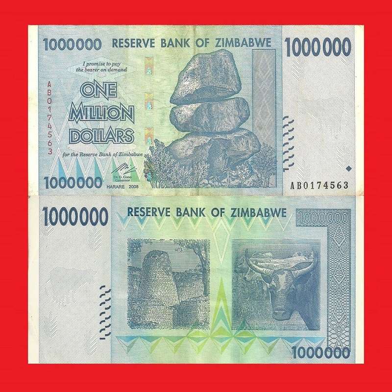 ZIMBABWE 1 Million Dollar Banknote Serial AB0174563