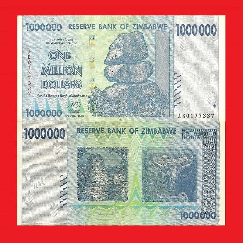 ZIMBABWE 1 Million Dollar Banknote Serial AB0177337