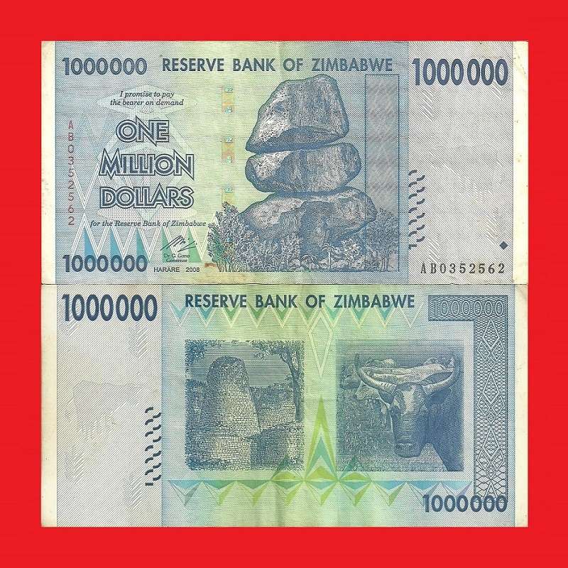 ZIMBABWE 1 Million Dollar Banknote Serial AB0352562