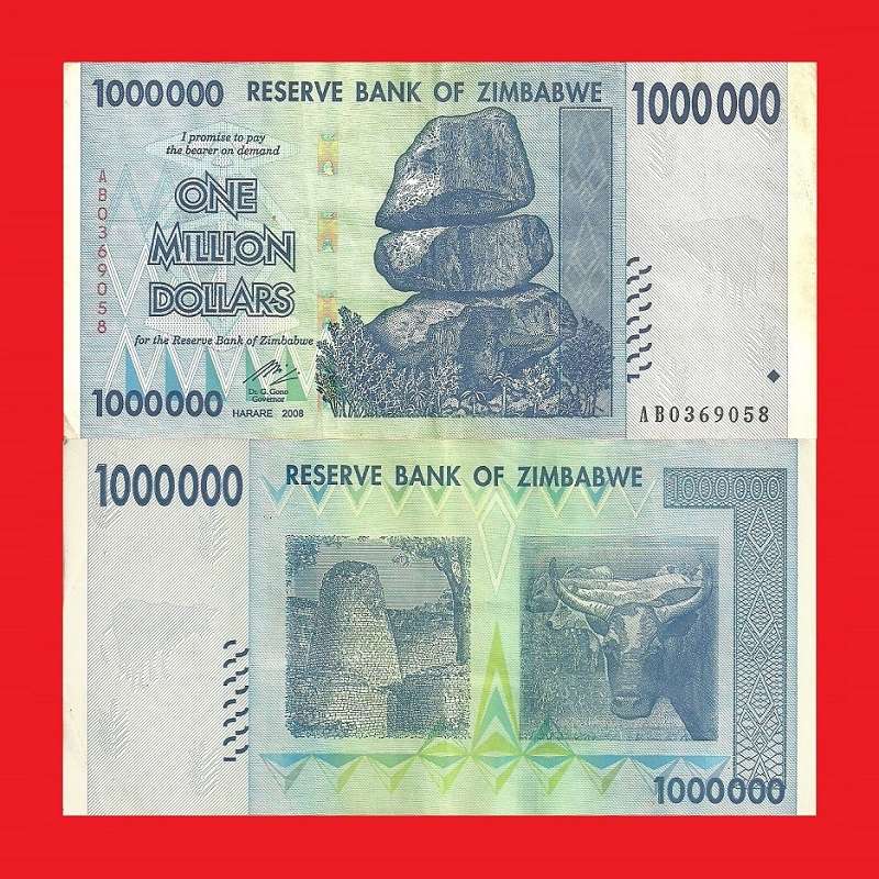 ZIMBABWE 1 Million Dollar Banknote Serial AB0369058