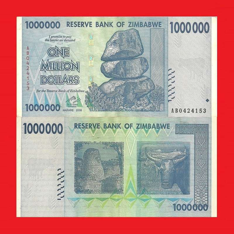 ZIMBABWE 1 Million Dollar Banknote Serial AB0424153