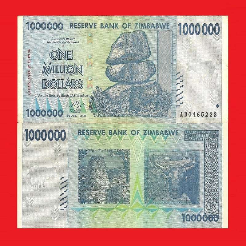 ZIMBABWE 1 Million Dollar Banknote Serial AB0465223