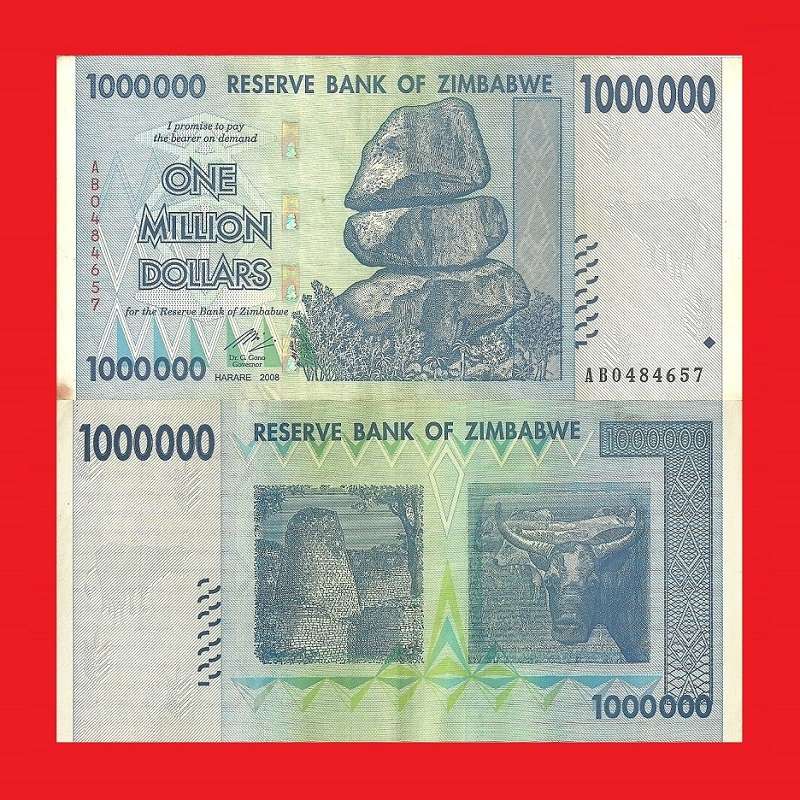 ZIMBABWE 1 Million Dollar Banknote Serial AB0484657