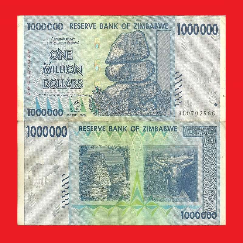 ZIMBABWE 1 Million Dollar Banknote Serial AB0702966