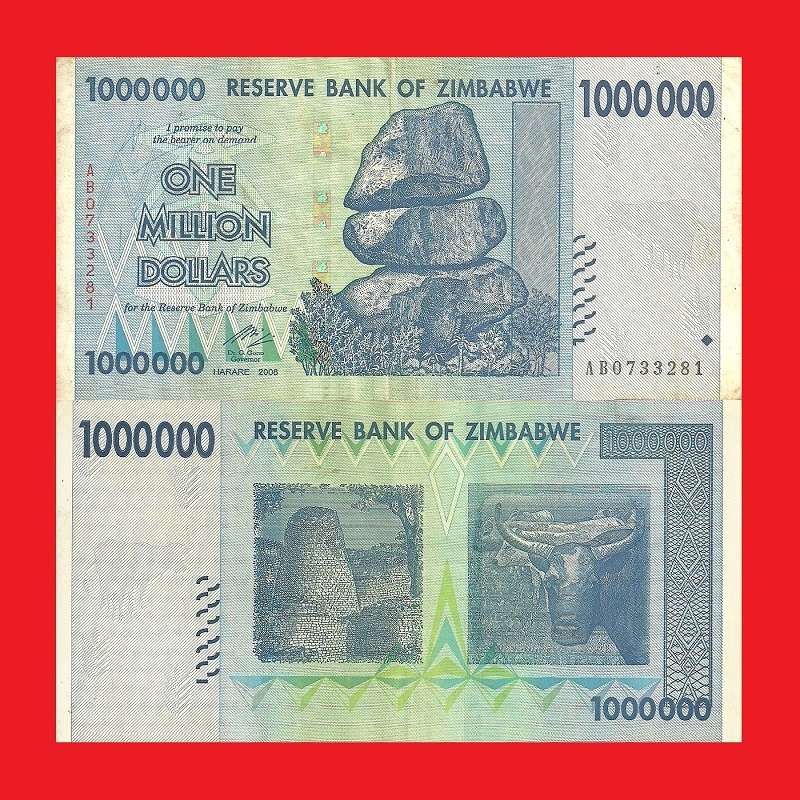 ZIMBABWE 1 Million Dollar Banknote Serial AB0733281