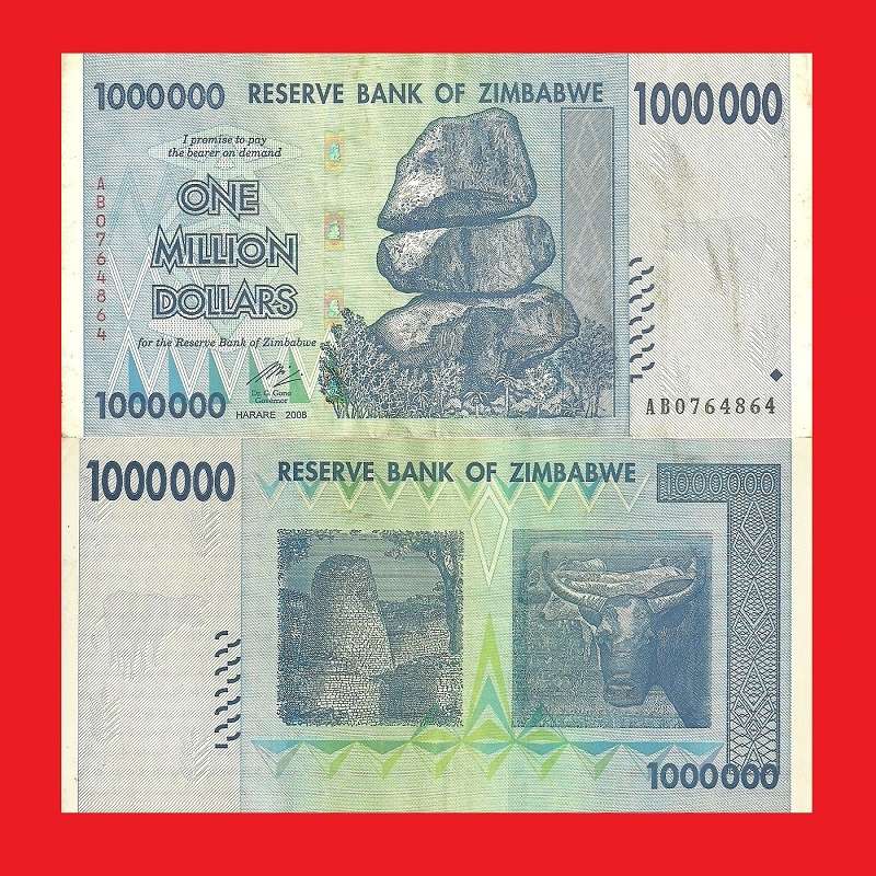 ZIMBABWE 1 Million Dollar Banknote Serial AB0764864