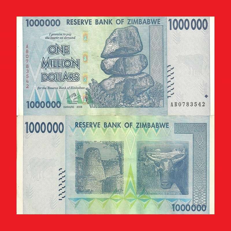 ZIMBABWE 1 Million Dollar Banknote Serial AB0783542