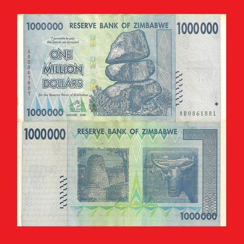 ZIMBABWE 1 Million Dollar Banknote Serial AB0861881