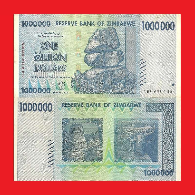 ZIMBABWE 1 Million Dollar Banknote Serial AB0940442
