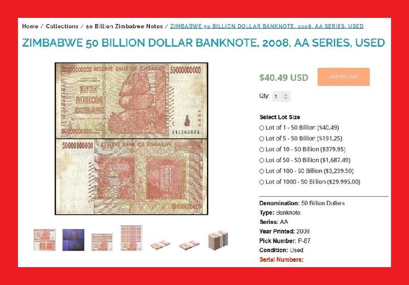 ZIMBABWE 50 Billion Dollar Banknote Serial AA1162834 VG