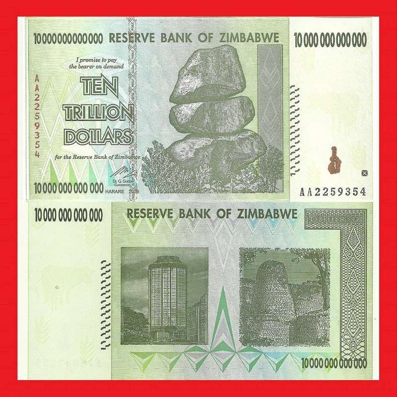 ZIMBABWE Banknote 10 Trillion Dollars P88 Serial AA2259354