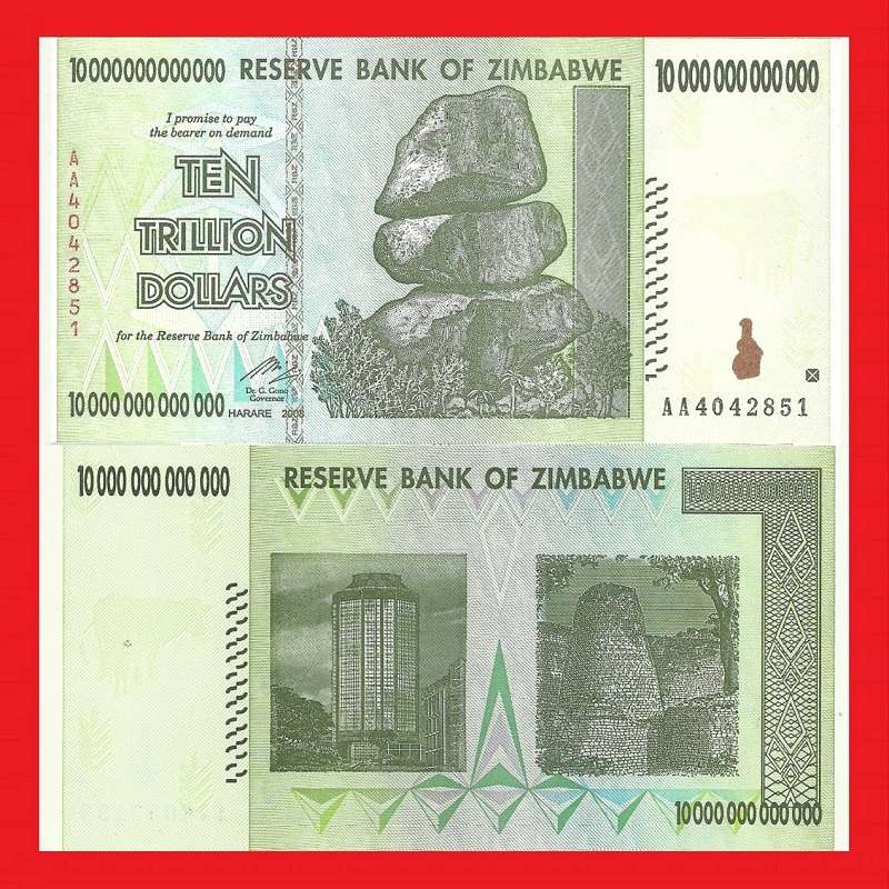 ZIMBABWE Banknote 10 Trillion Dollars P88 Serial AA4042851